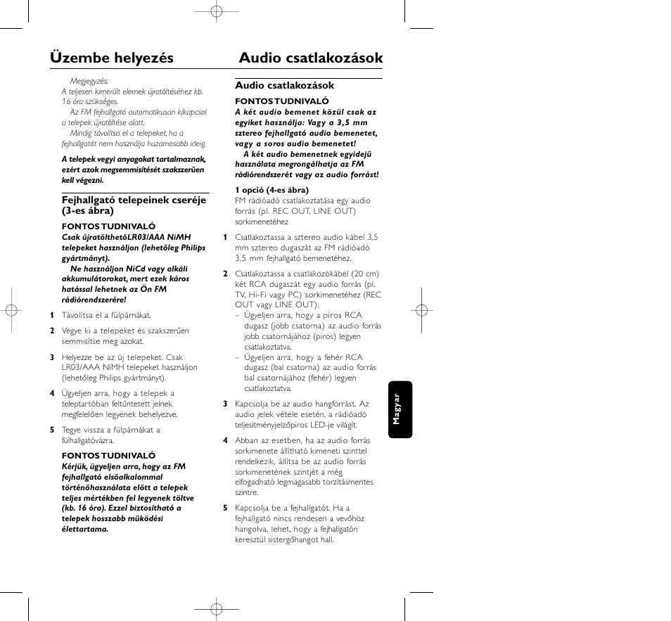 Üzembe helyezés audio csatlakozások | Philips HC8410 User Manual | Page 111 / 134