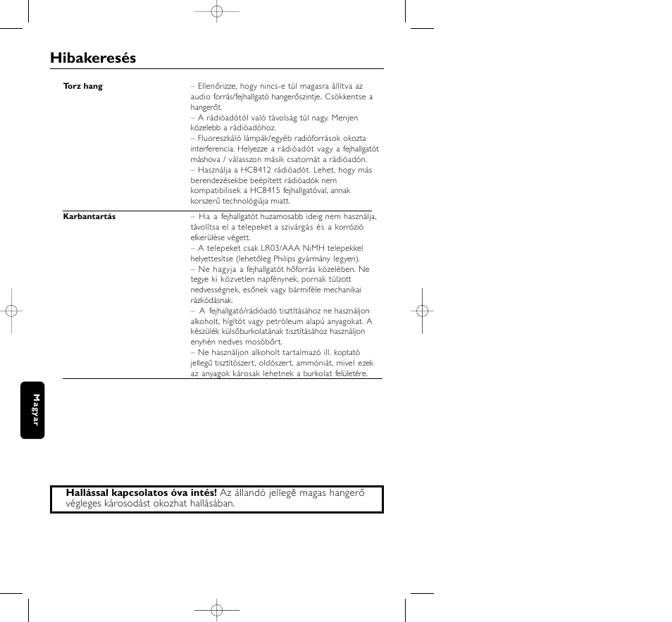 Hibakeresés | Philips HC8410 User Manual | Page 114 / 134