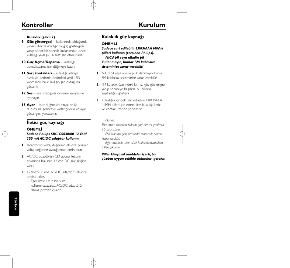 Kontroller kurulum | Philips HC8410 User Manual | Page 118 / 134