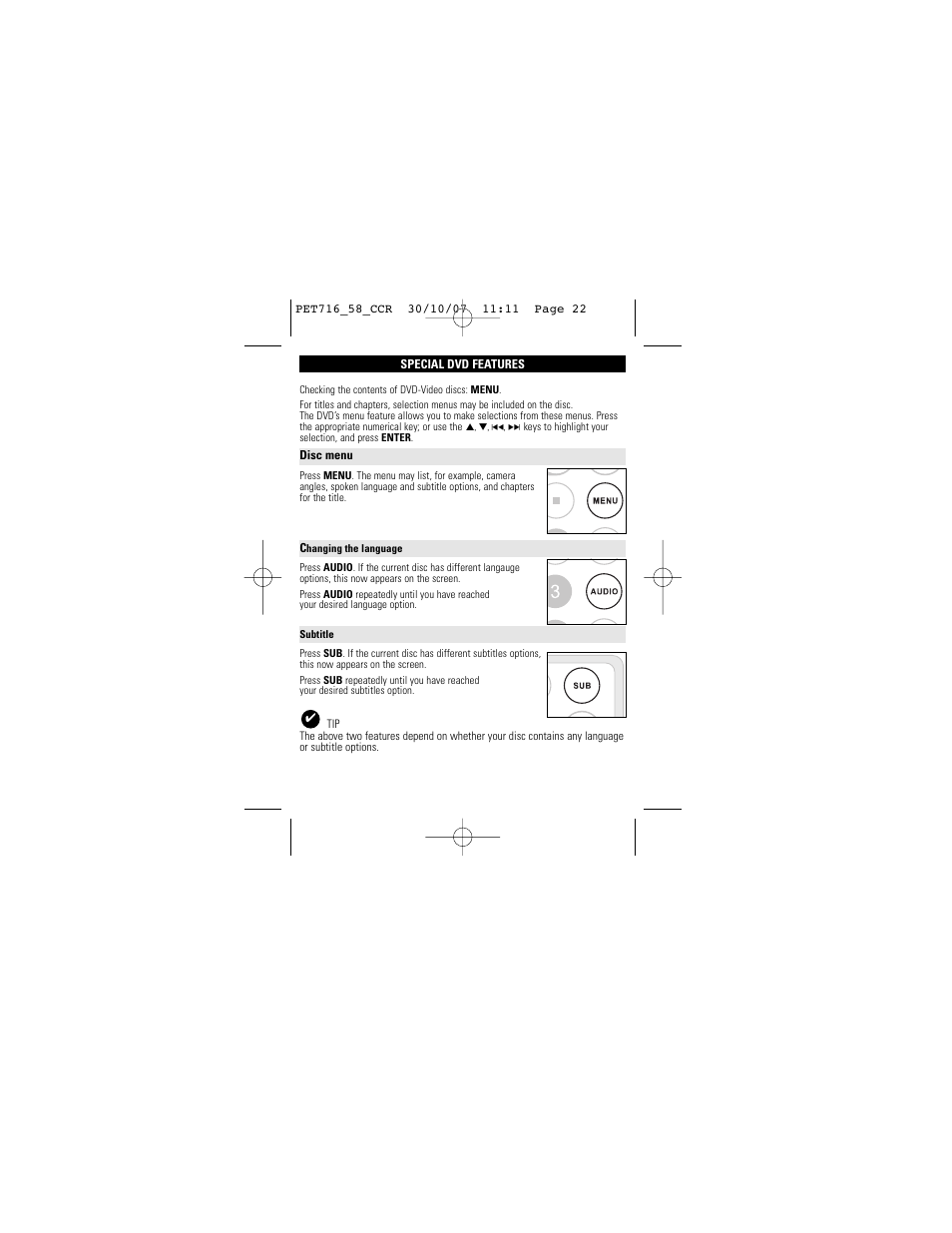 Philips PET716/58 User Manual | Page 22 / 30