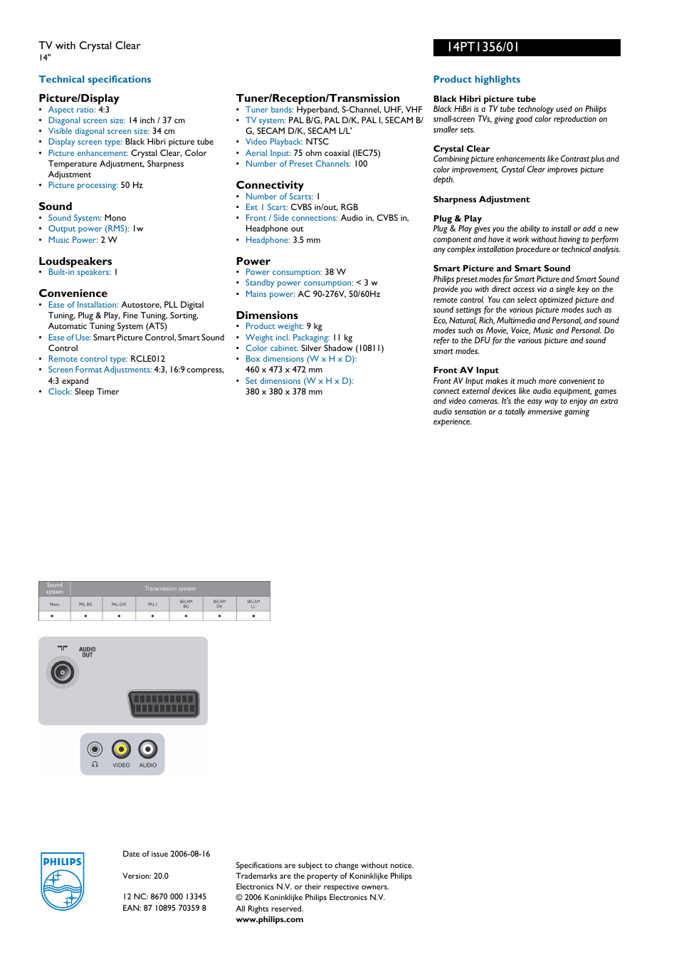 For preview purpose only | Philips 14PT1356 User Manual | Page 2 / 2