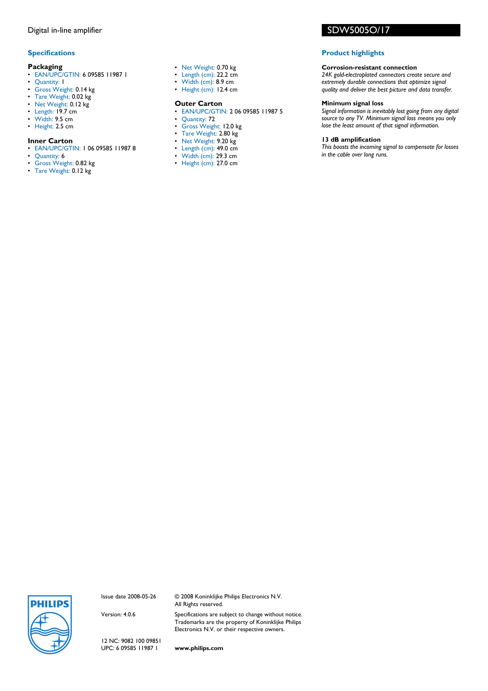 Philips SDW5005O User Manual | Page 2 / 2