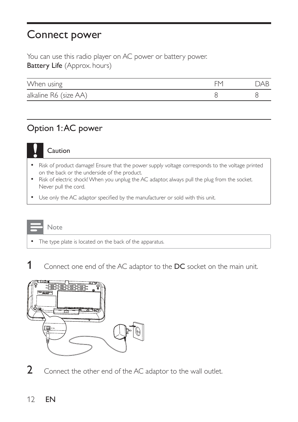 Connect power | Philips AE9011 User Manual | Page 12 / 25