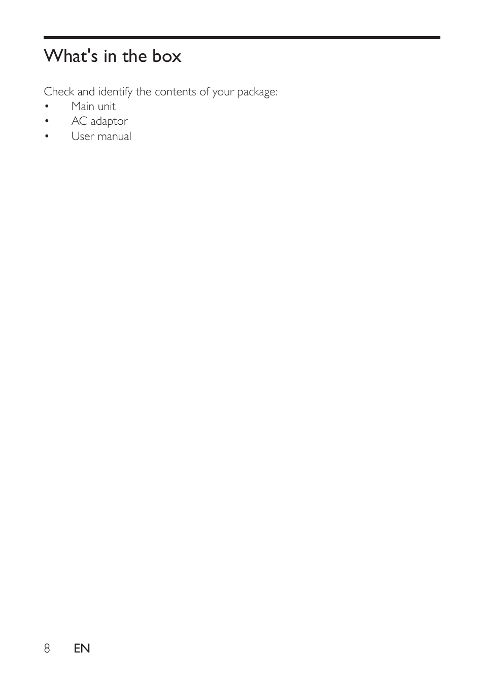What's in the box | Philips AE9011 User Manual | Page 8 / 25