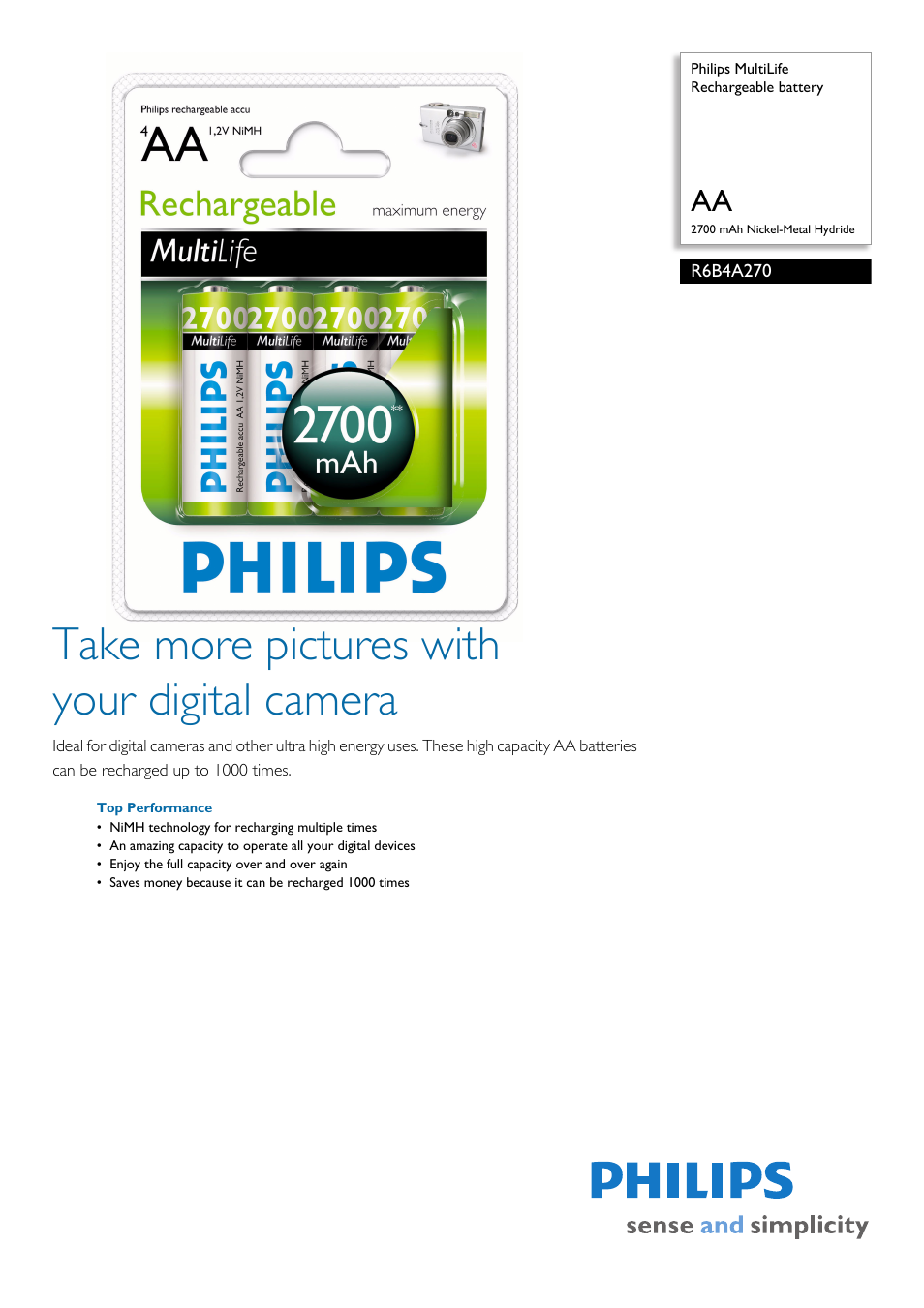 Philips R6B4A270 User Manual | 2 pages