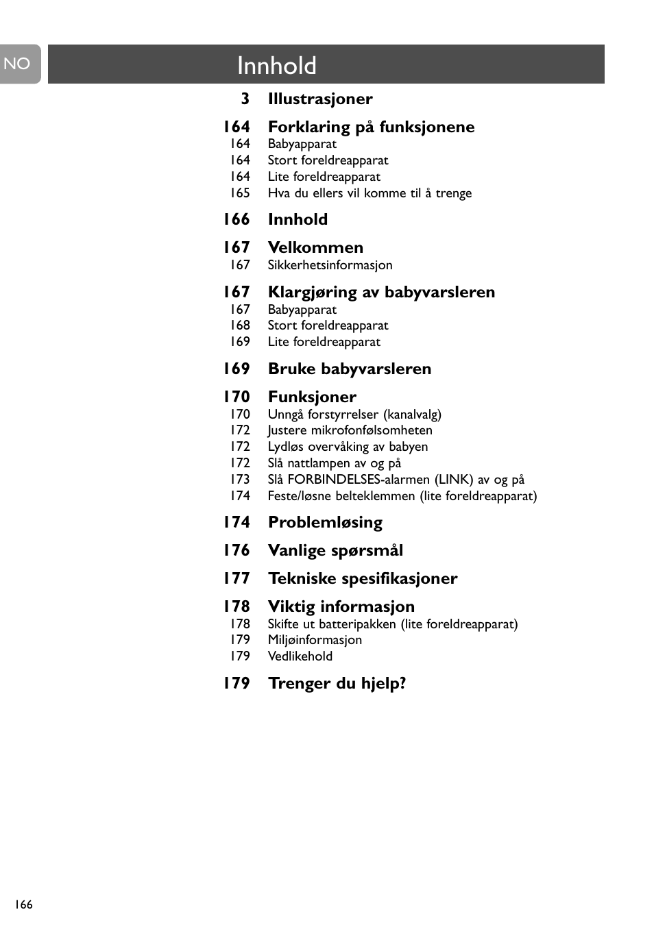 Innhold | Philips SBC SC450 User Manual | Page 166 / 212