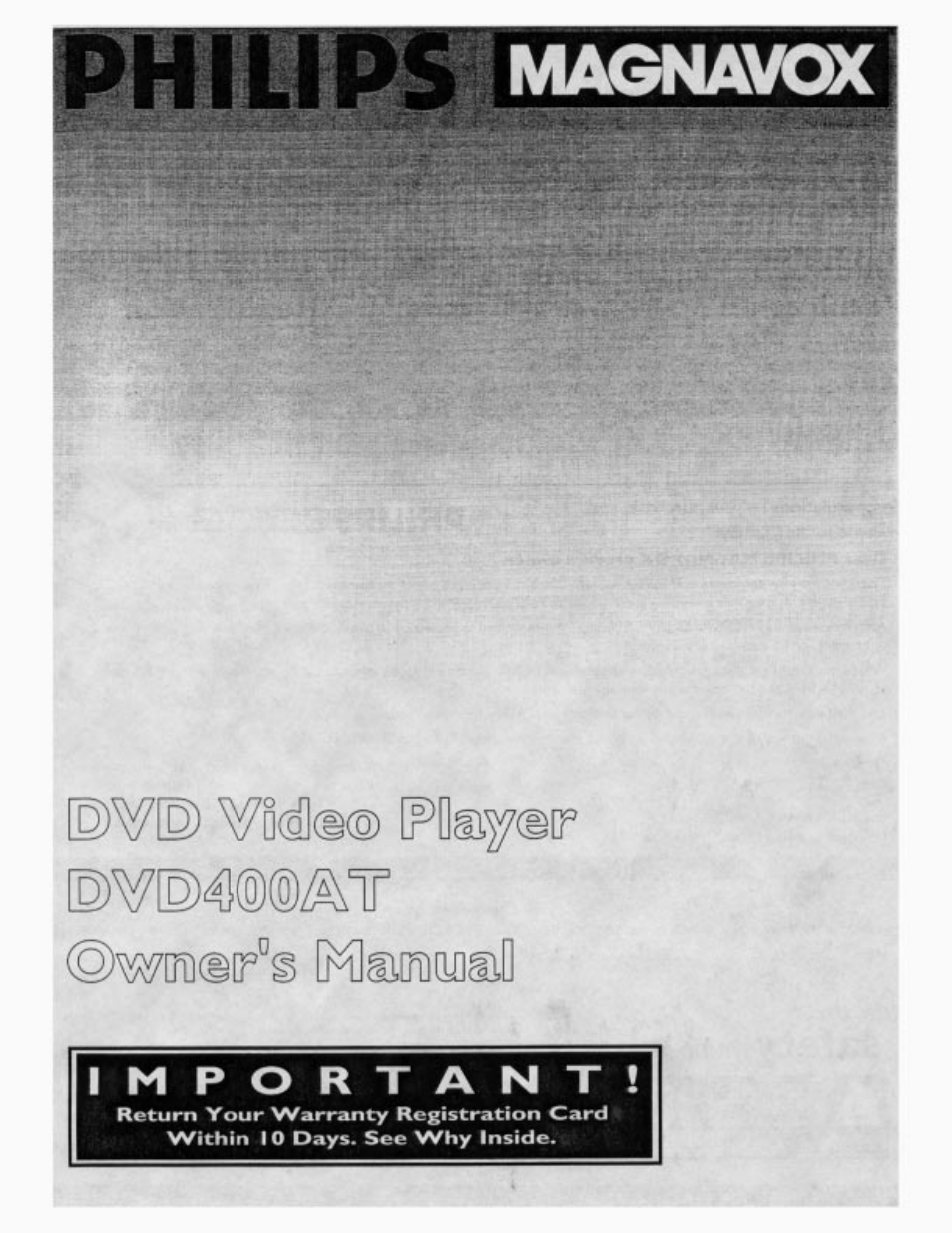 Philips DVD400AT User Manual | 43 pages