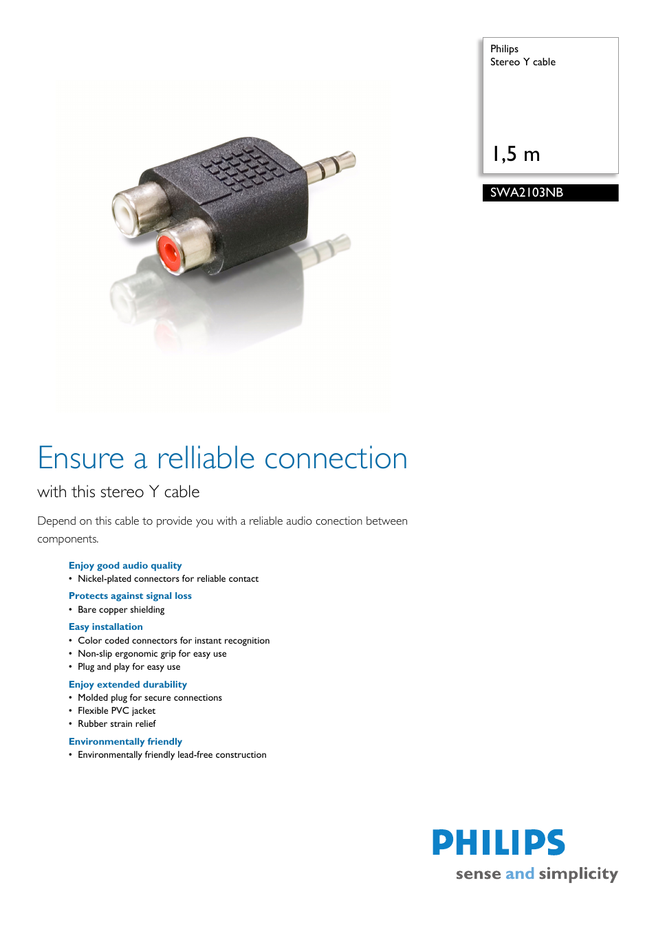 Philips SWA2103NB User Manual | 2 pages