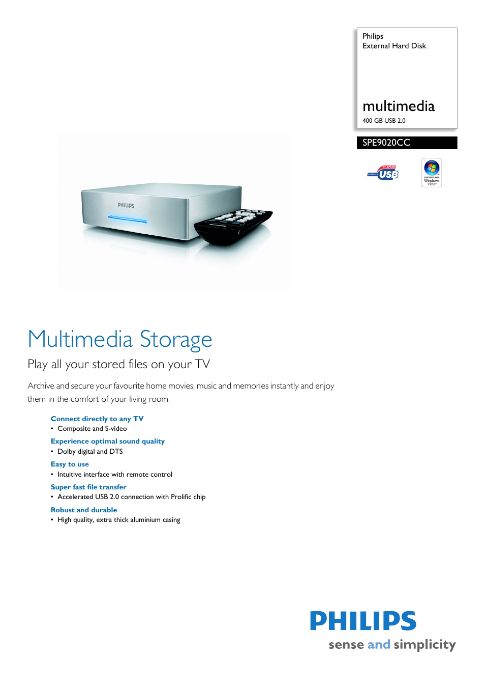 Philips SPE9020CC User Manual | 2 pages