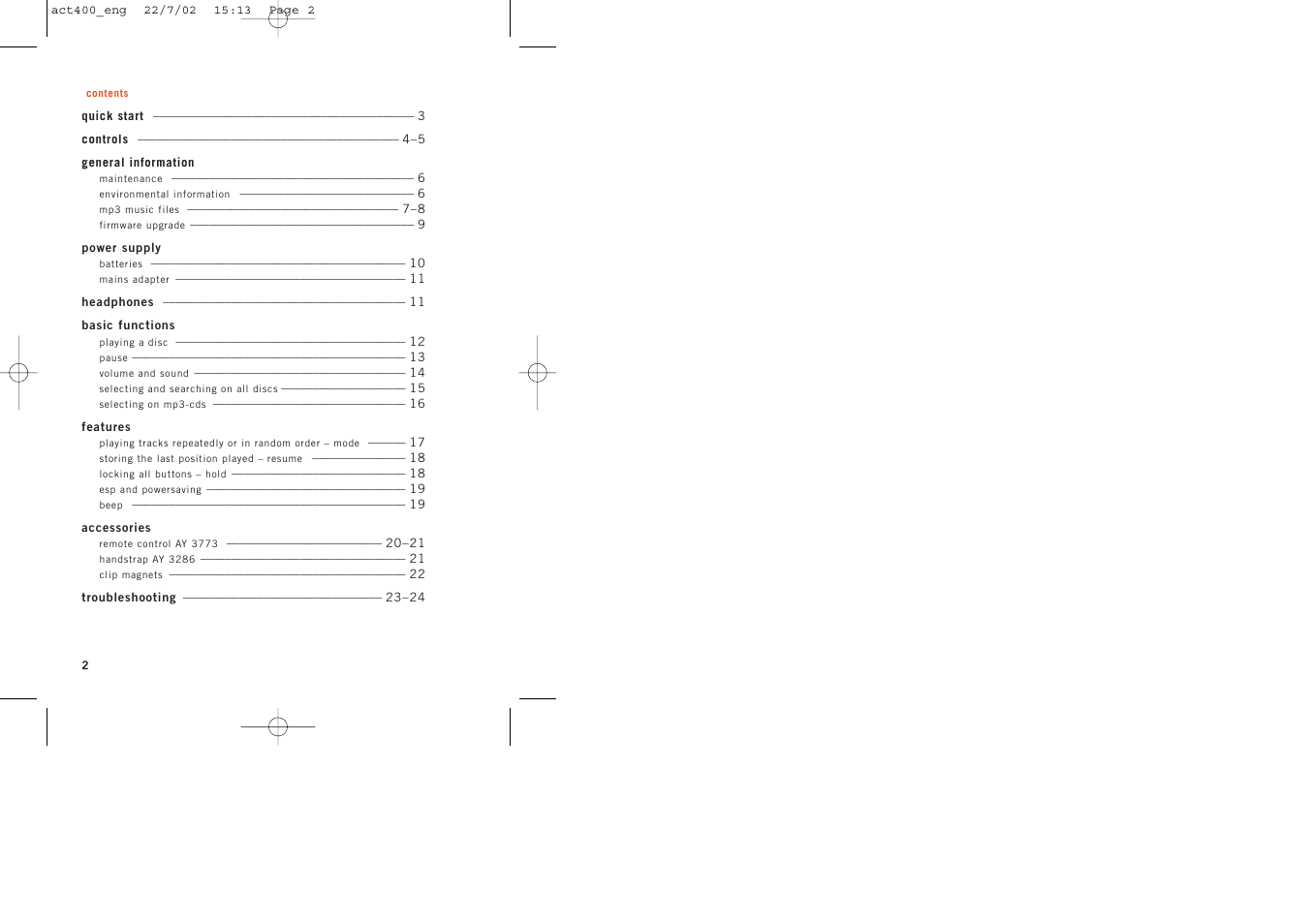 Philips ACT400 User Manual | Page 2 / 25