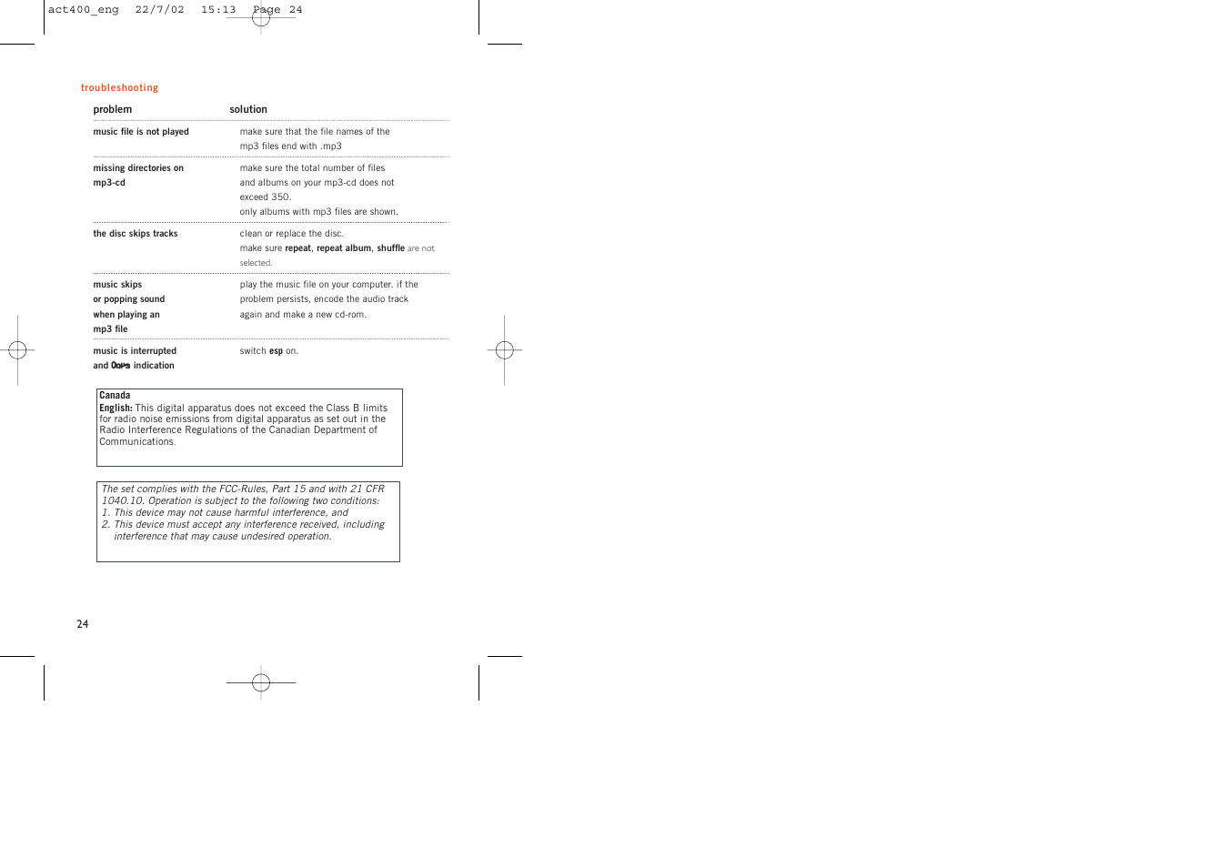 Philips ACT400 User Manual | Page 24 / 25