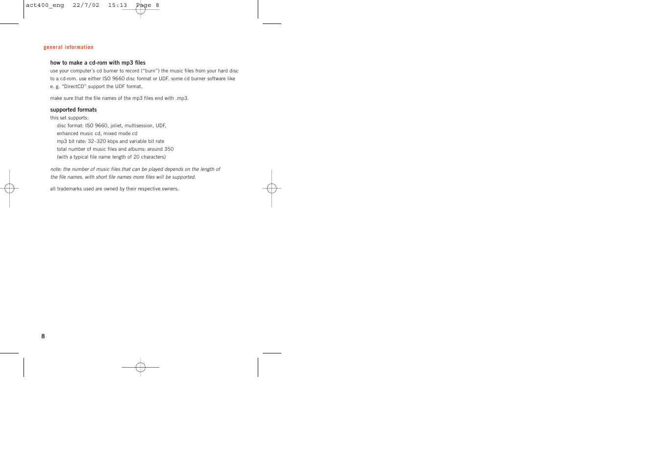 Philips ACT400 User Manual | Page 8 / 25