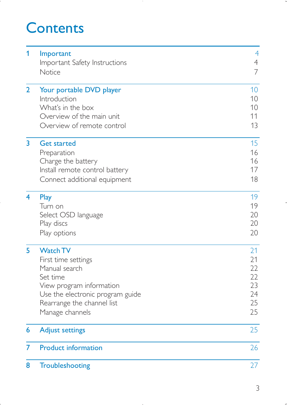 Philips PD7005 User Manual | Page 3 / 28