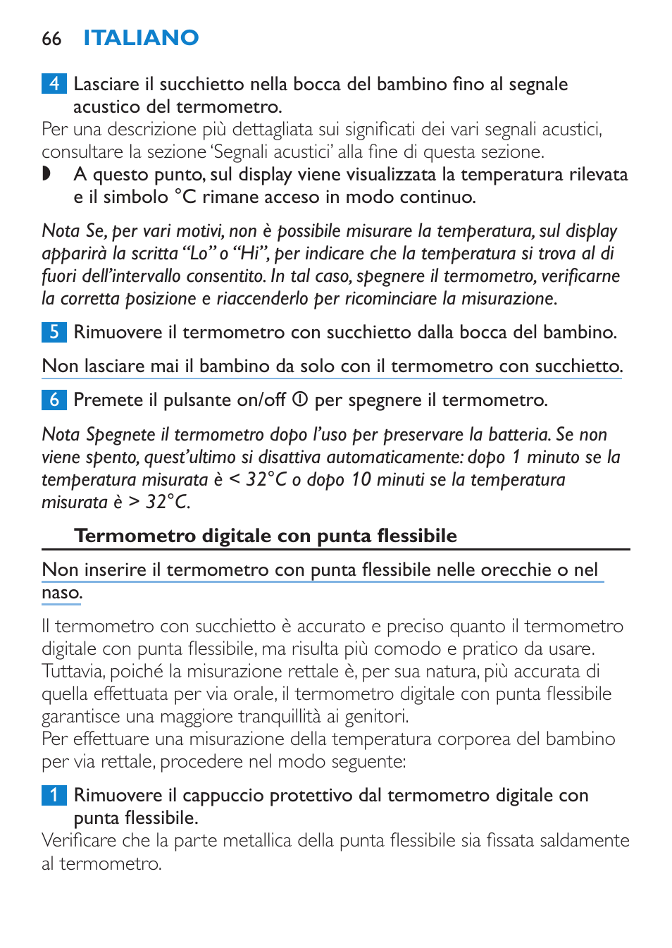 Termometro digitale con punta flessibile | Philips AVENT SCH540 User Manual | Page 66 / 114