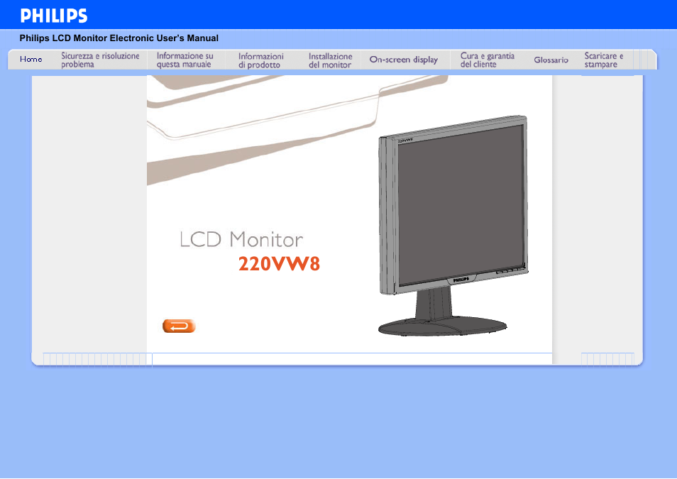 Philips LCD MONITOR 220VW8 User Manual | 90 pages