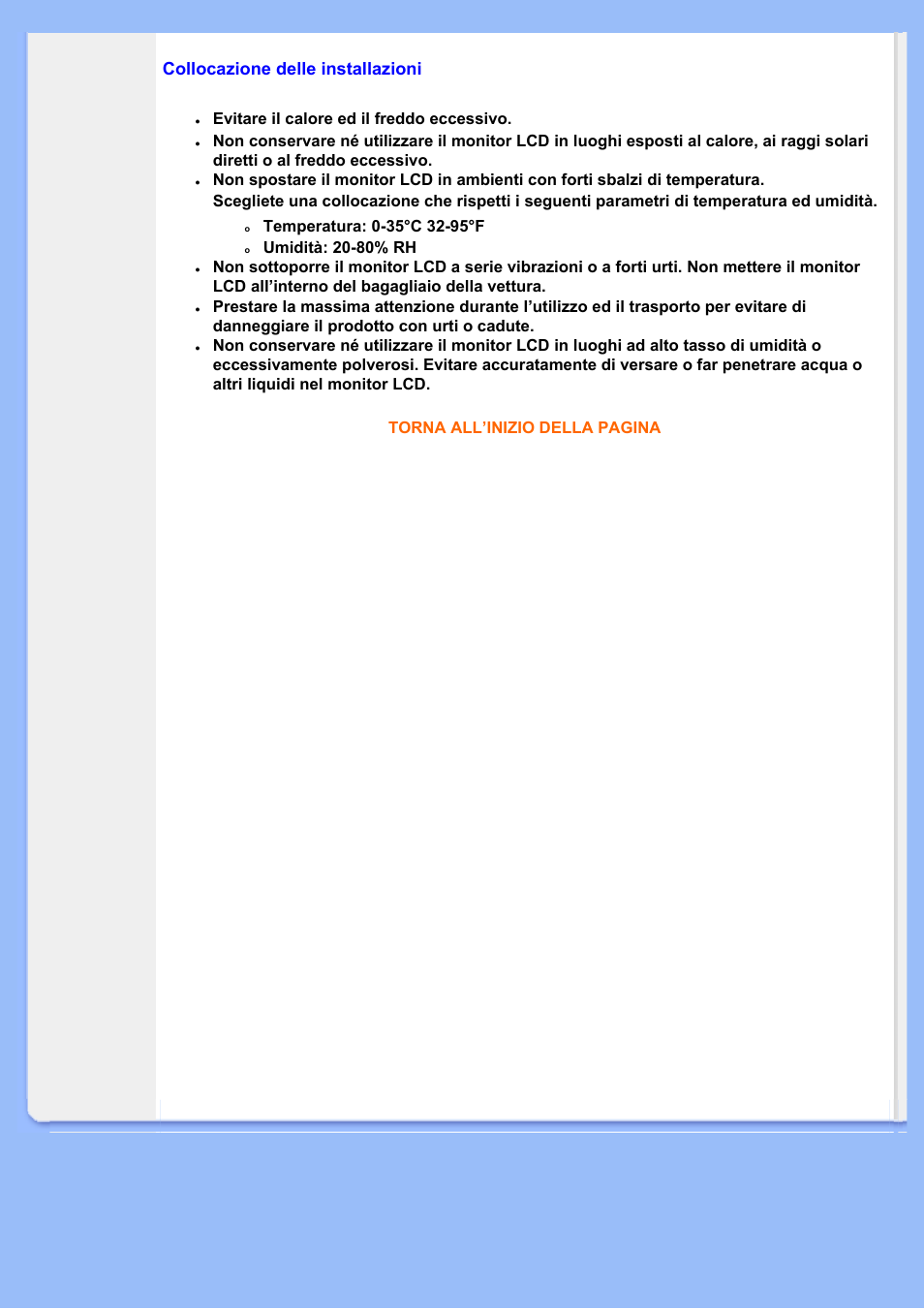 Delle, Installazioni | Philips LCD MONITOR 220VW8 User Manual | Page 3 / 90