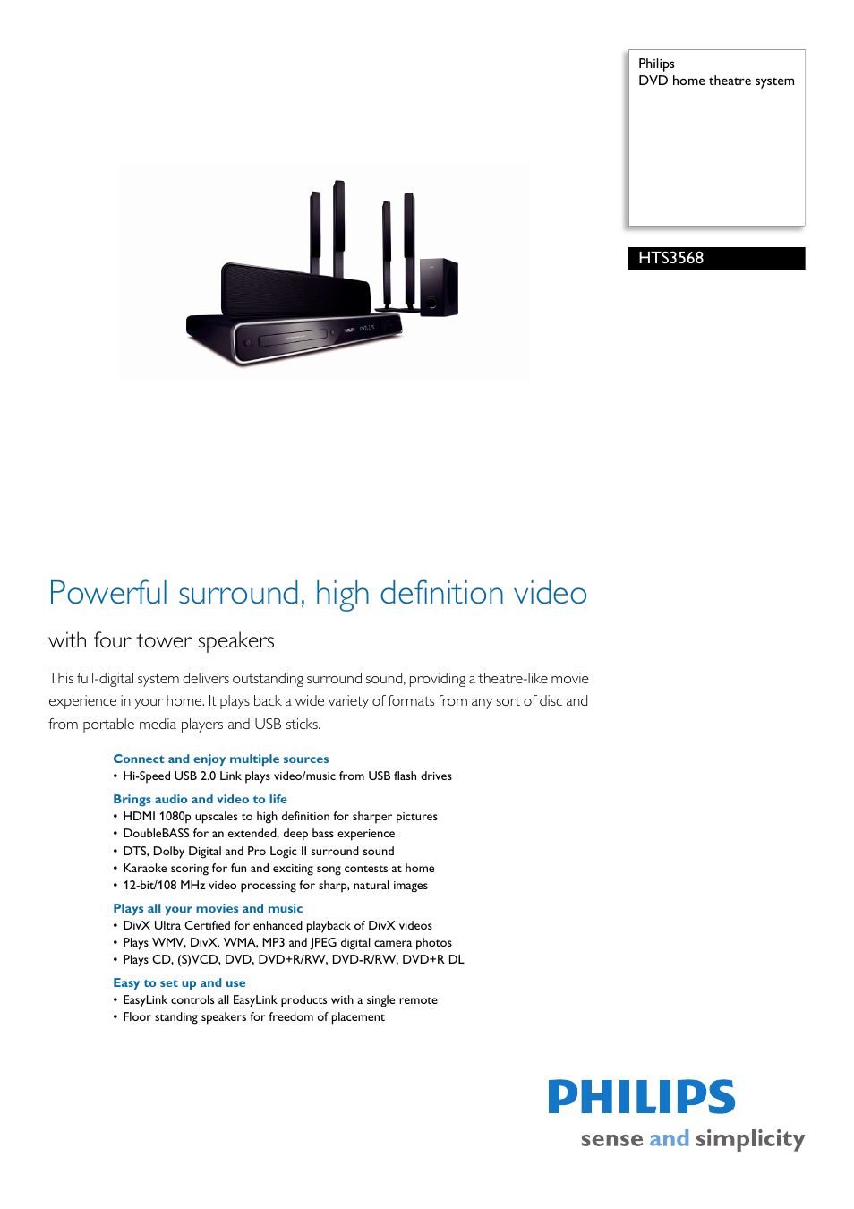 Philips HTS3568/98 User Manual | 3 pages