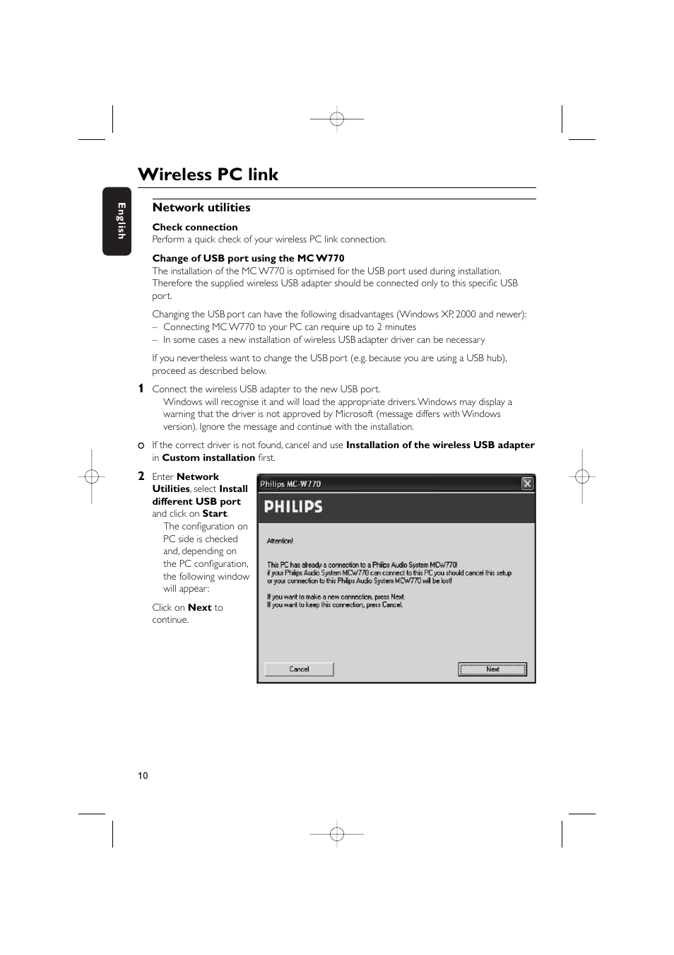 Wireless pc link | Philips WIRELESS PC LINK MICRO MCW770 User Manual | Page 10 / 61