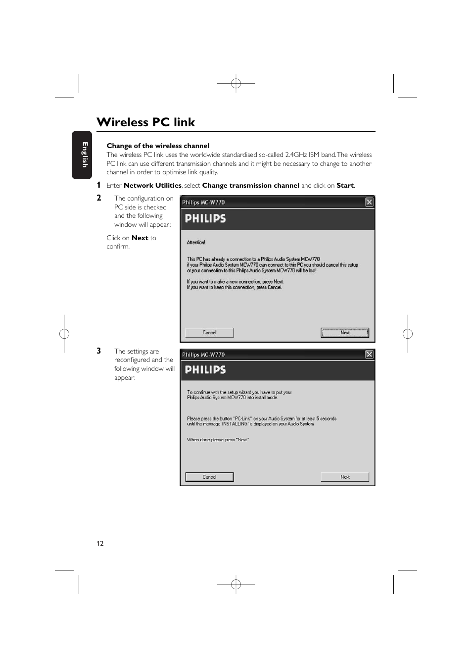 Wireless pc link | Philips WIRELESS PC LINK MICRO MCW770 User Manual | Page 12 / 61