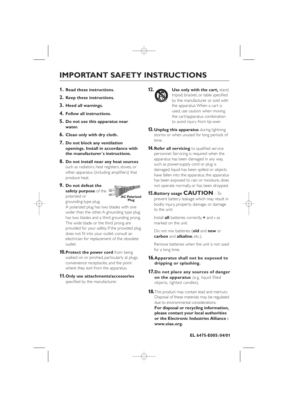 Important safety instructions, Caution | Philips WIRELESS PC LINK MICRO MCW770 User Manual | Page 26 / 61