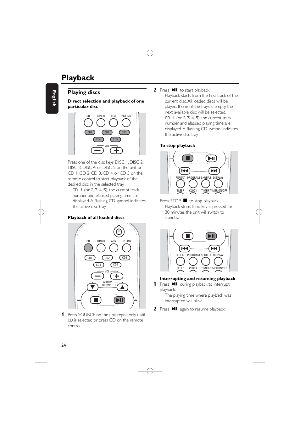 Playback, Playing discs | Philips WIRELESS PC LINK MICRO MCW770 User Manual | Page 43 / 61