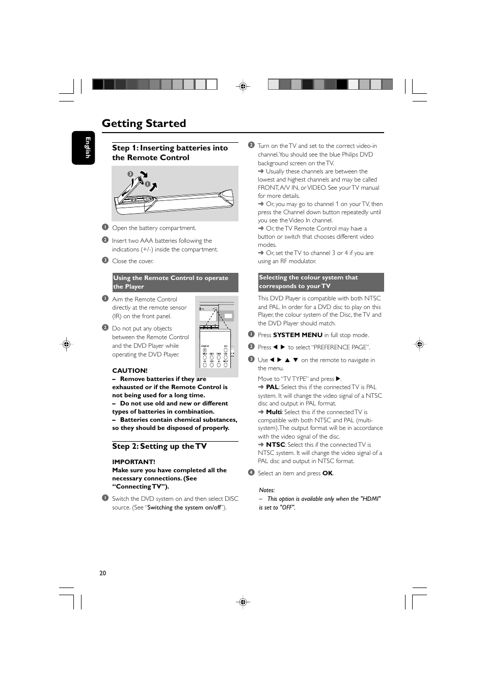 Getting started | Philips DVD Micro Theater MCD988 User Manual | Page 20 / 46