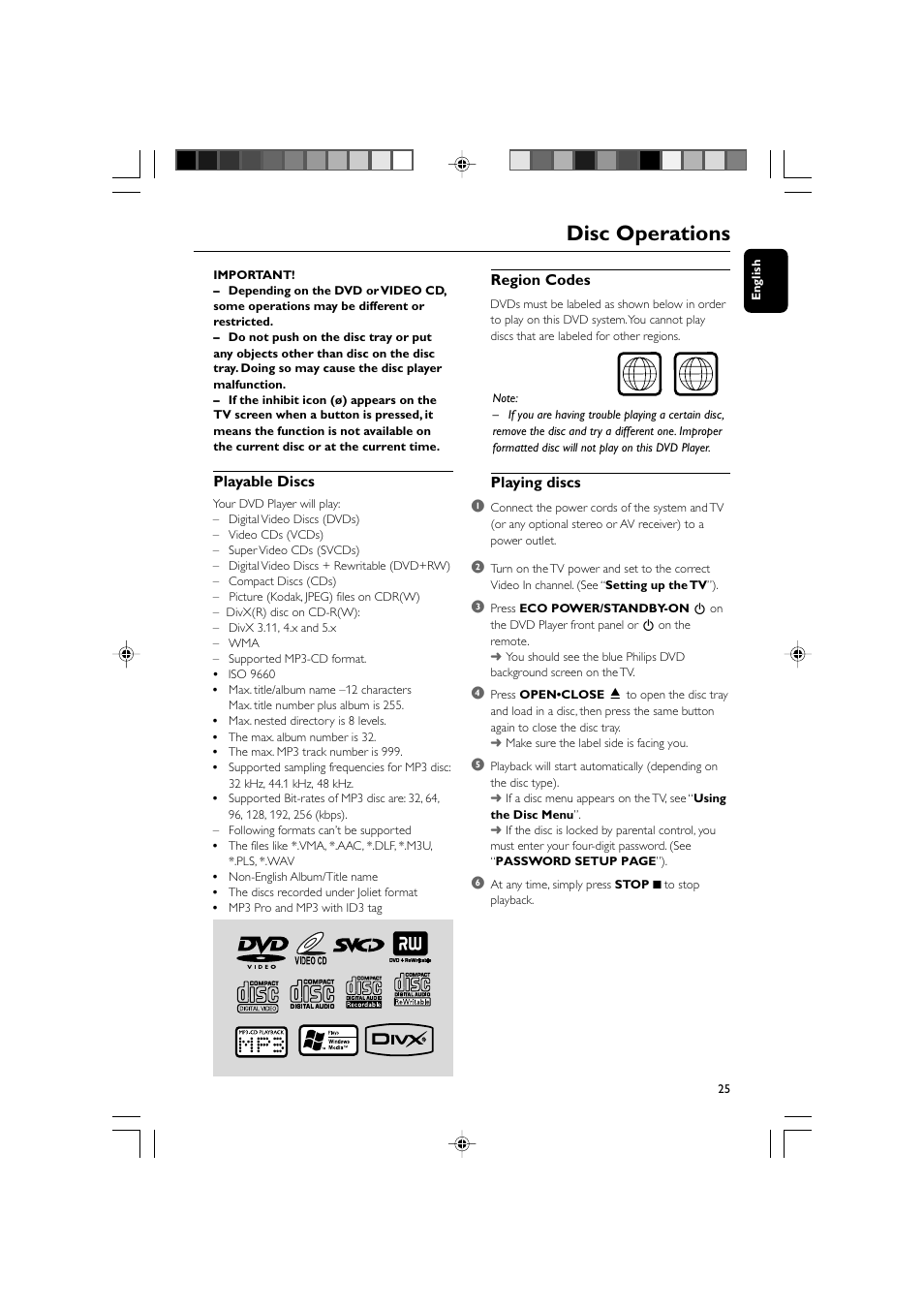 Disc operations | Philips DVD Micro Theater MCD988 User Manual | Page 25 / 46