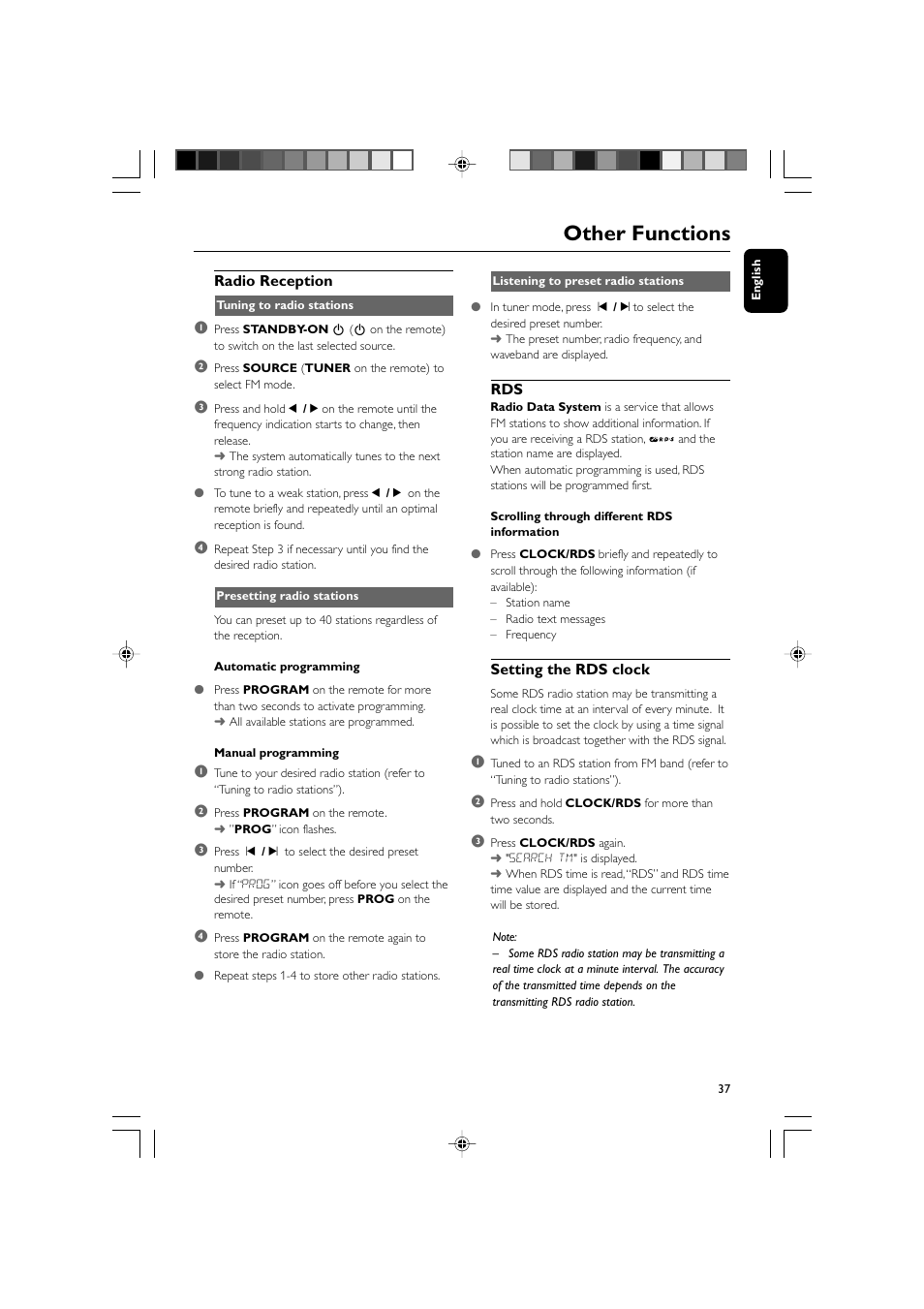 Other functions | Philips DVD Micro Theater MCD988 User Manual | Page 37 / 46