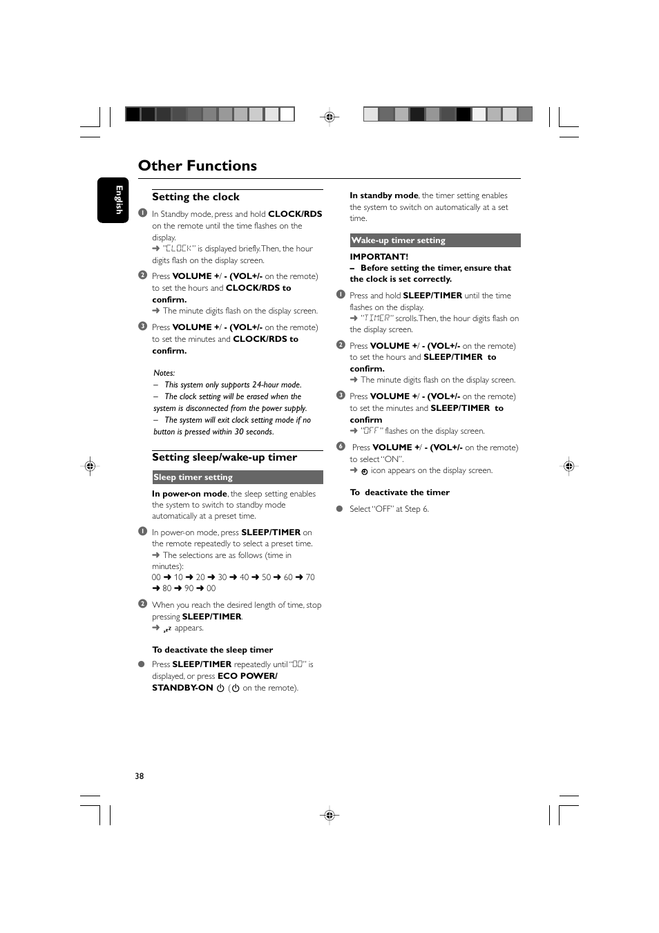 Other functions | Philips DVD Micro Theater MCD988 User Manual | Page 38 / 46