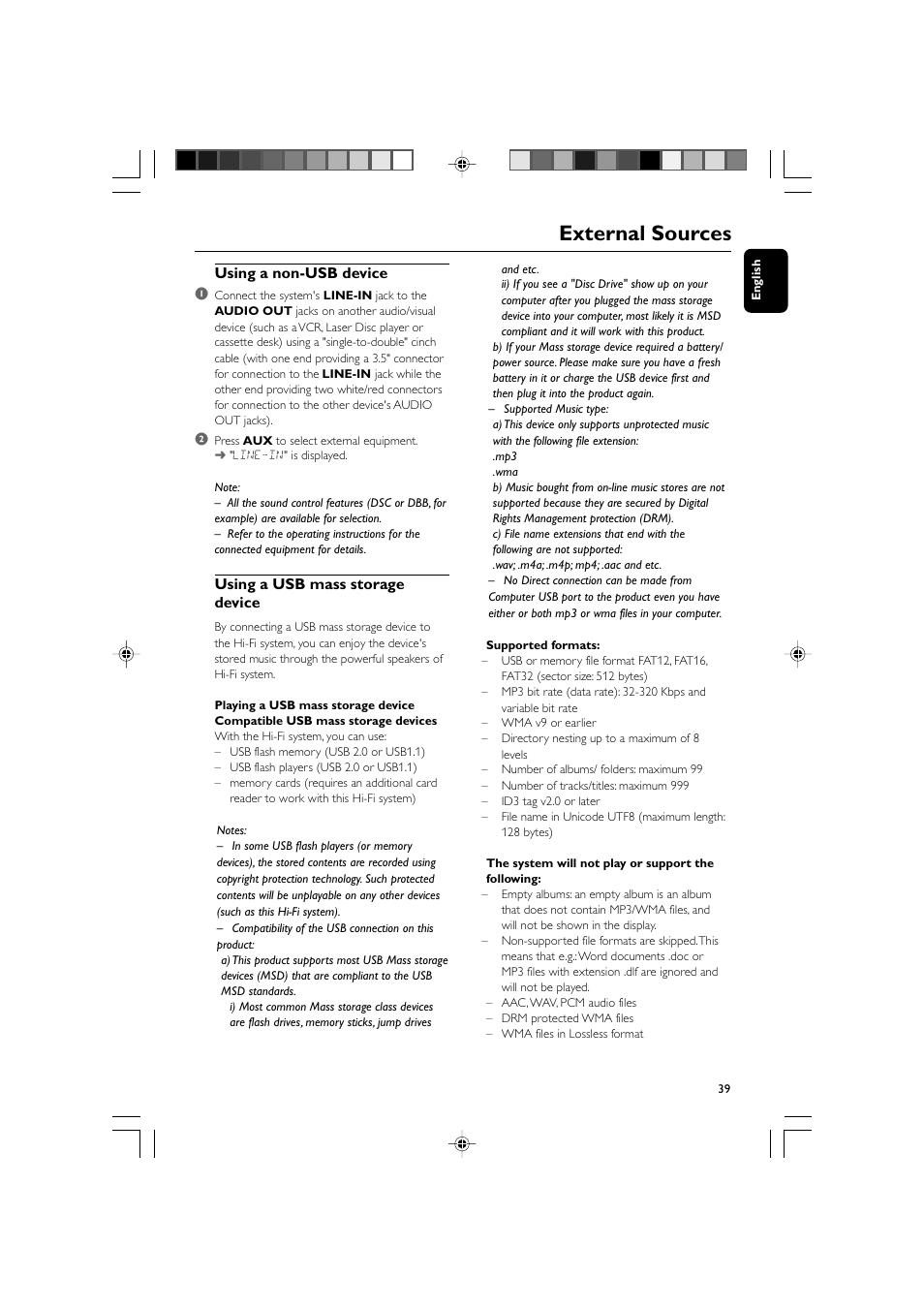 External sources | Philips DVD Micro Theater MCD988 User Manual | Page 39 / 46