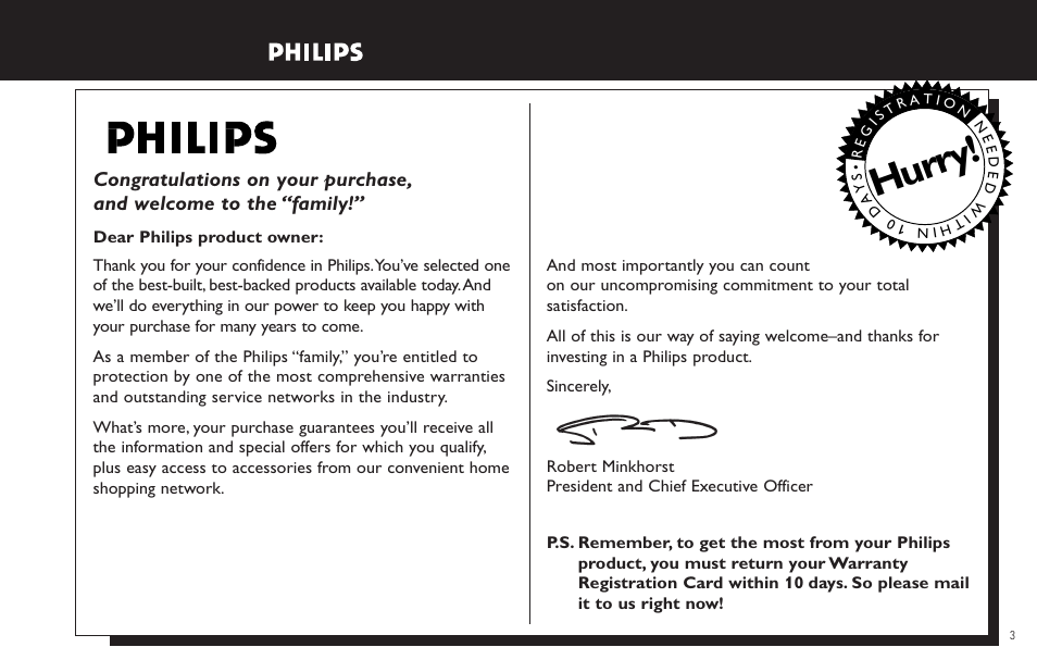 Hurry | Philips FW798W User Manual | Page 3 / 33