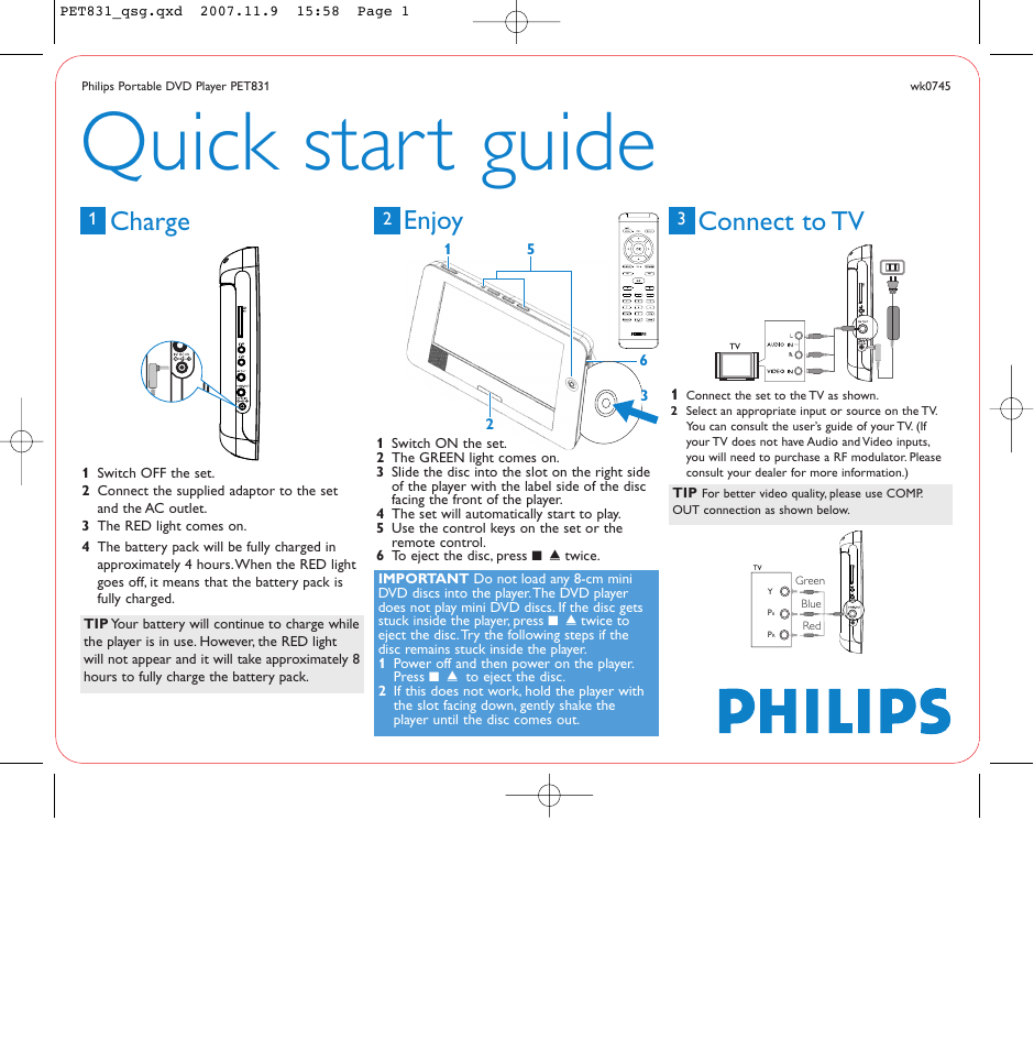 Philips wk0745 User Manual | 2 pages