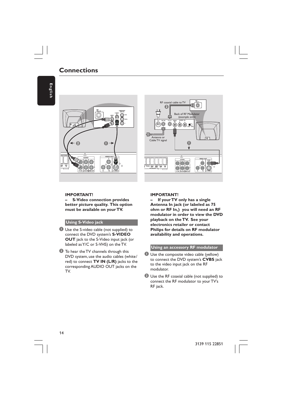 Connections, English | Philips LX3600 User Manual | Page 14 / 46