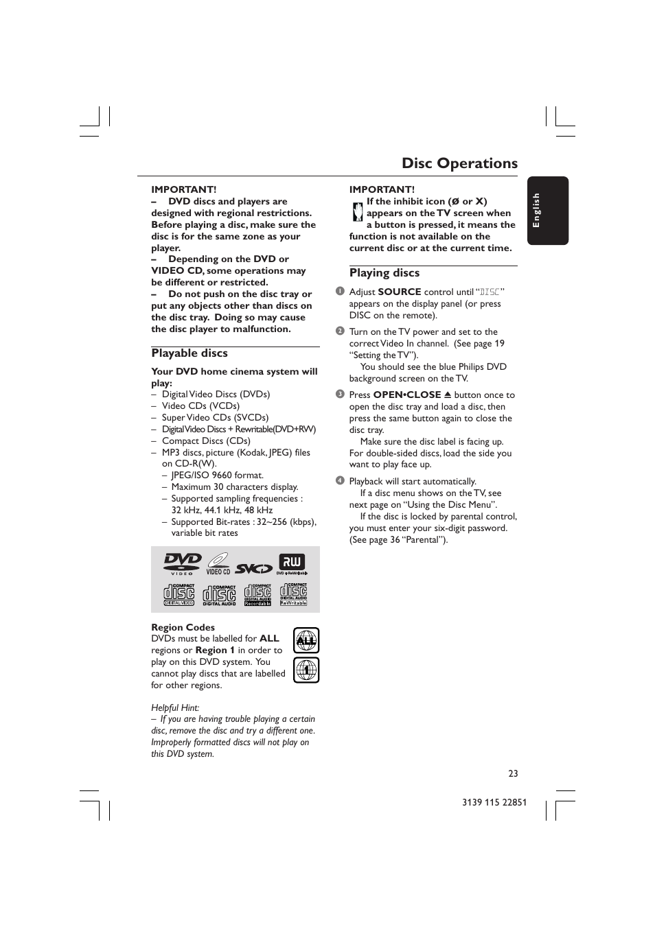 Disc operations | Philips LX3600 User Manual | Page 23 / 46