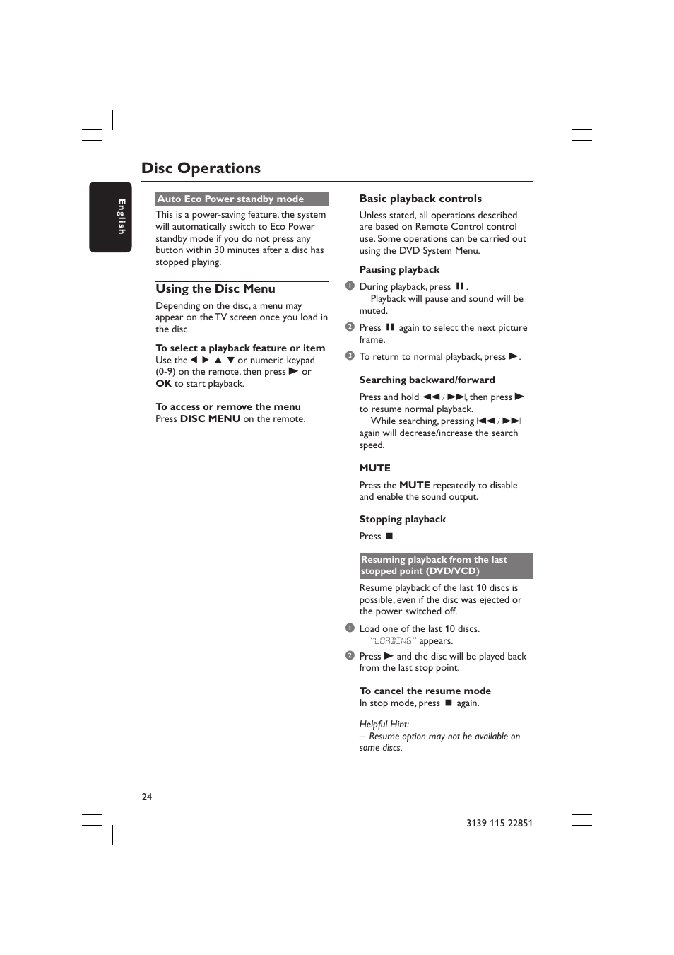 Disc operations | Philips LX3600 User Manual | Page 24 / 46