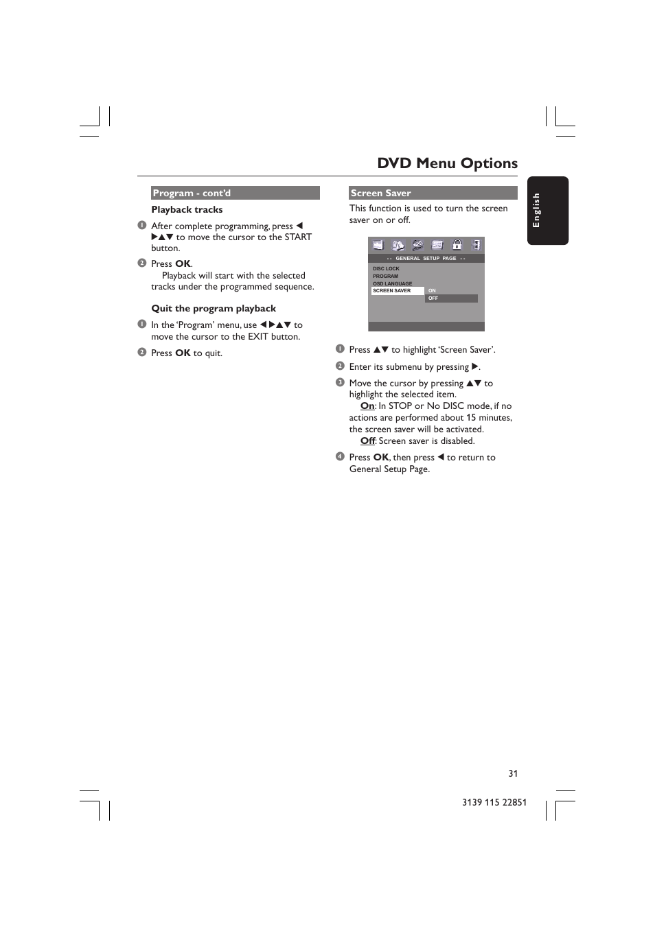 Dvd menu options | Philips LX3600 User Manual | Page 31 / 46