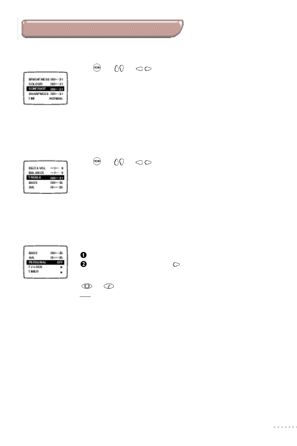 Adjusting picture and sound, Adjusting the picture, Adjusting the sound storing settings | Philips 14PT3685/05 User Manual | Page 11 / 16