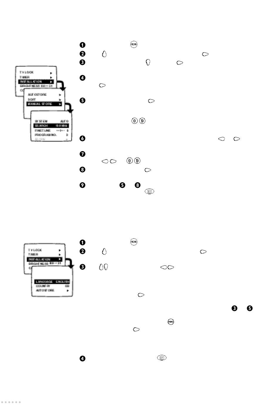 Manual tuning, Other settings on the installation menu | Philips 14PT3685/05 User Manual | Page 6 / 16