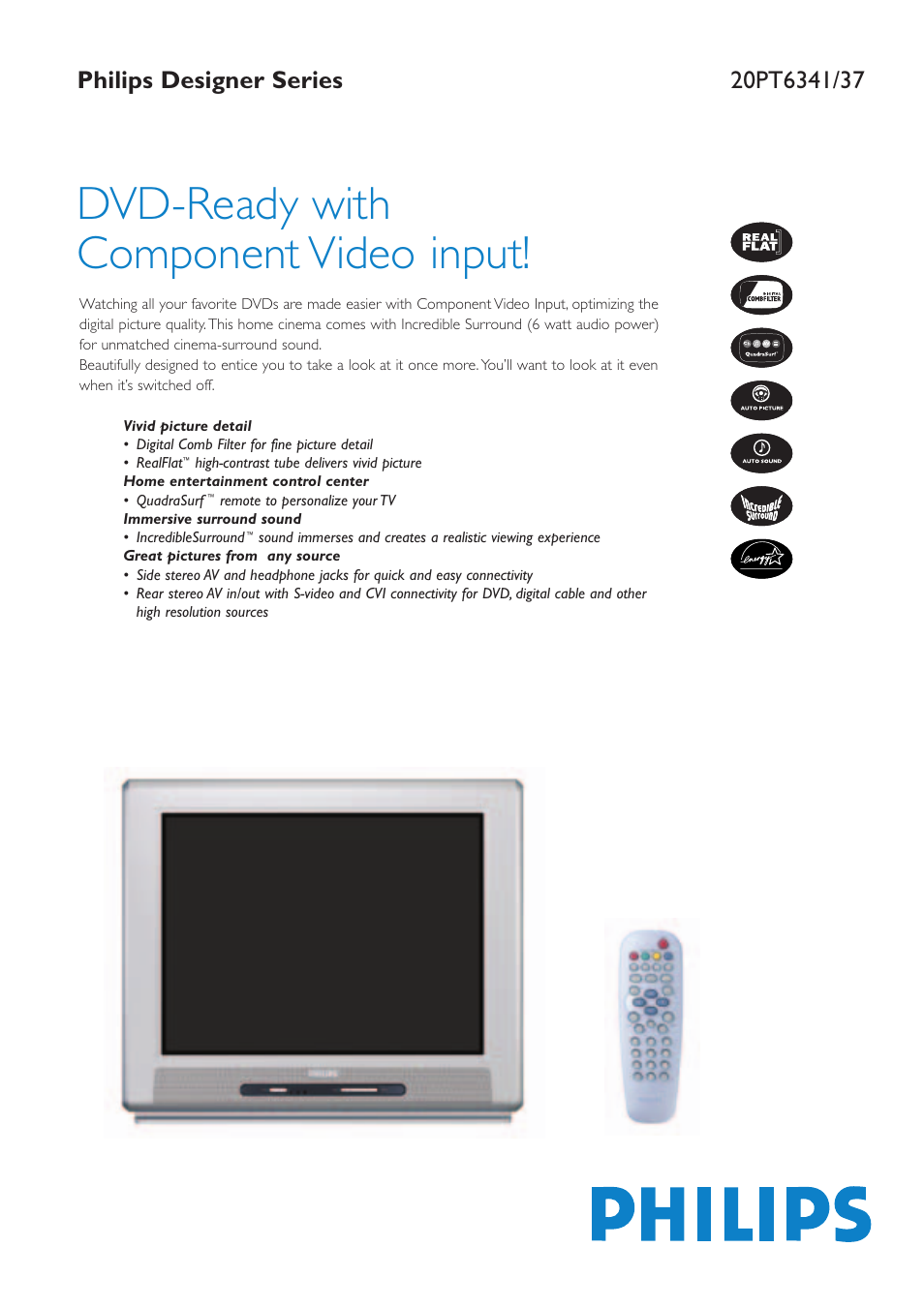 Philips 20PT6337 User Manual | 2 pages