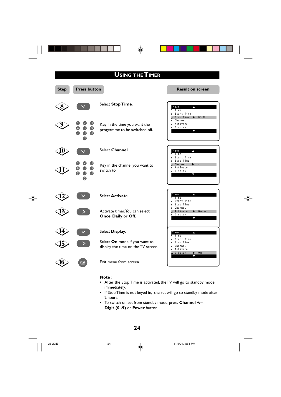 Sing, Imer, Ctivating | Hild, Ccess | Philips 21PT2252 User Manual | Page 24 / 37