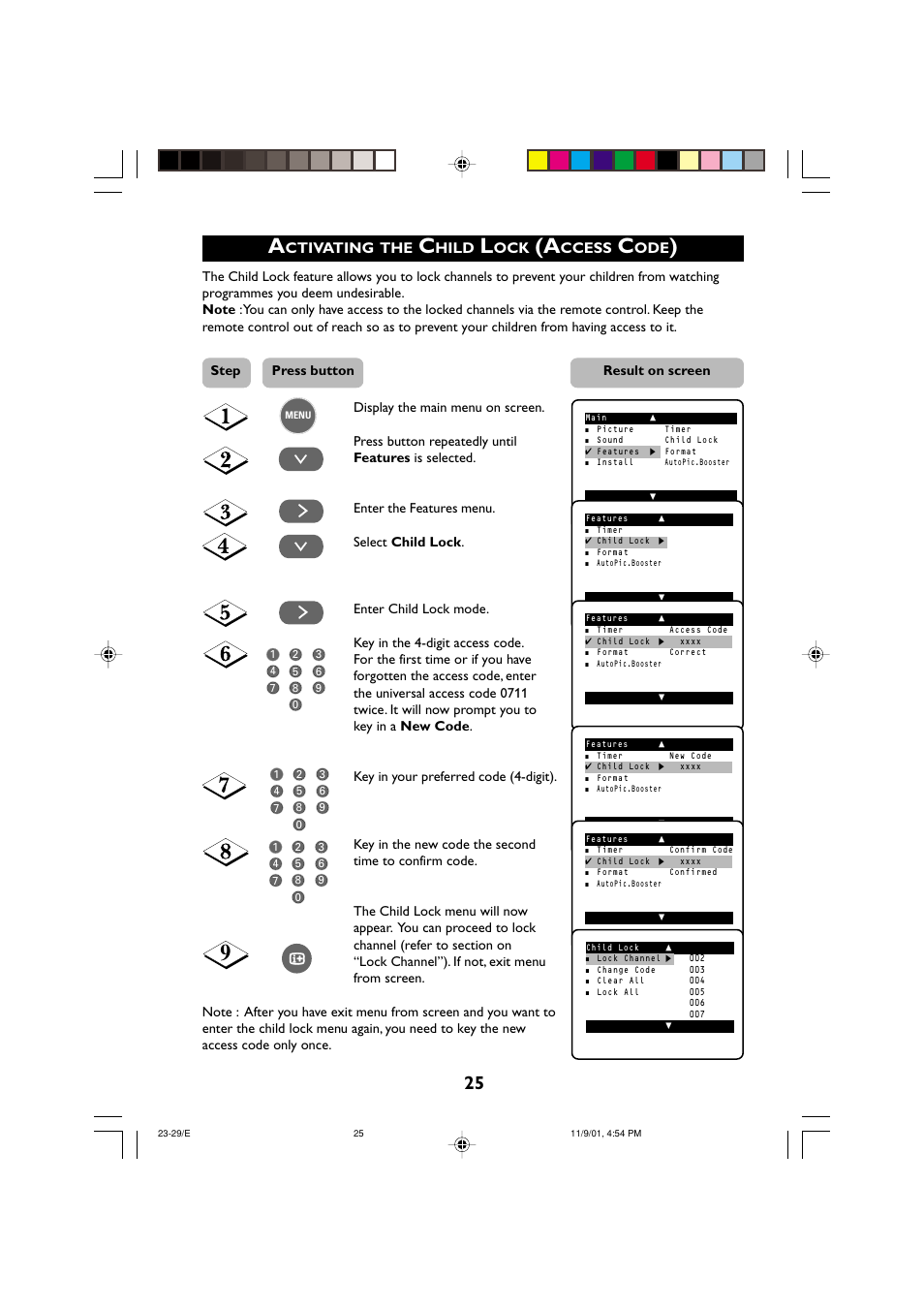 Ctivating, Hild, Ccess | Philips 21PT2252 User Manual | Page 25 / 37
