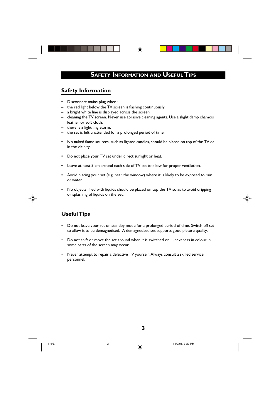 Safety information, Useful tips | Philips 21PT2252 User Manual | Page 3 / 37