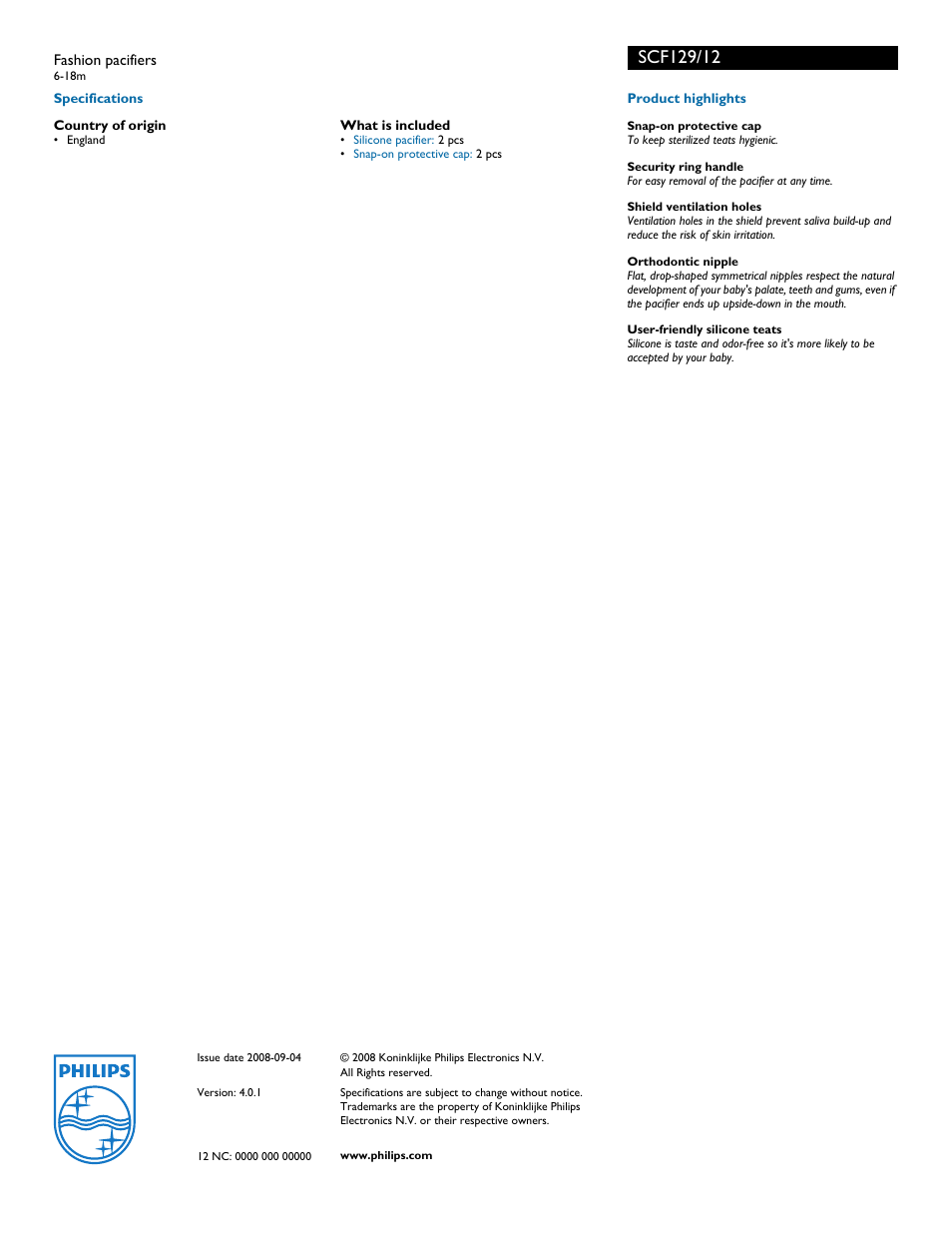 Philips SCF129/12 User Manual | Page 2 / 2