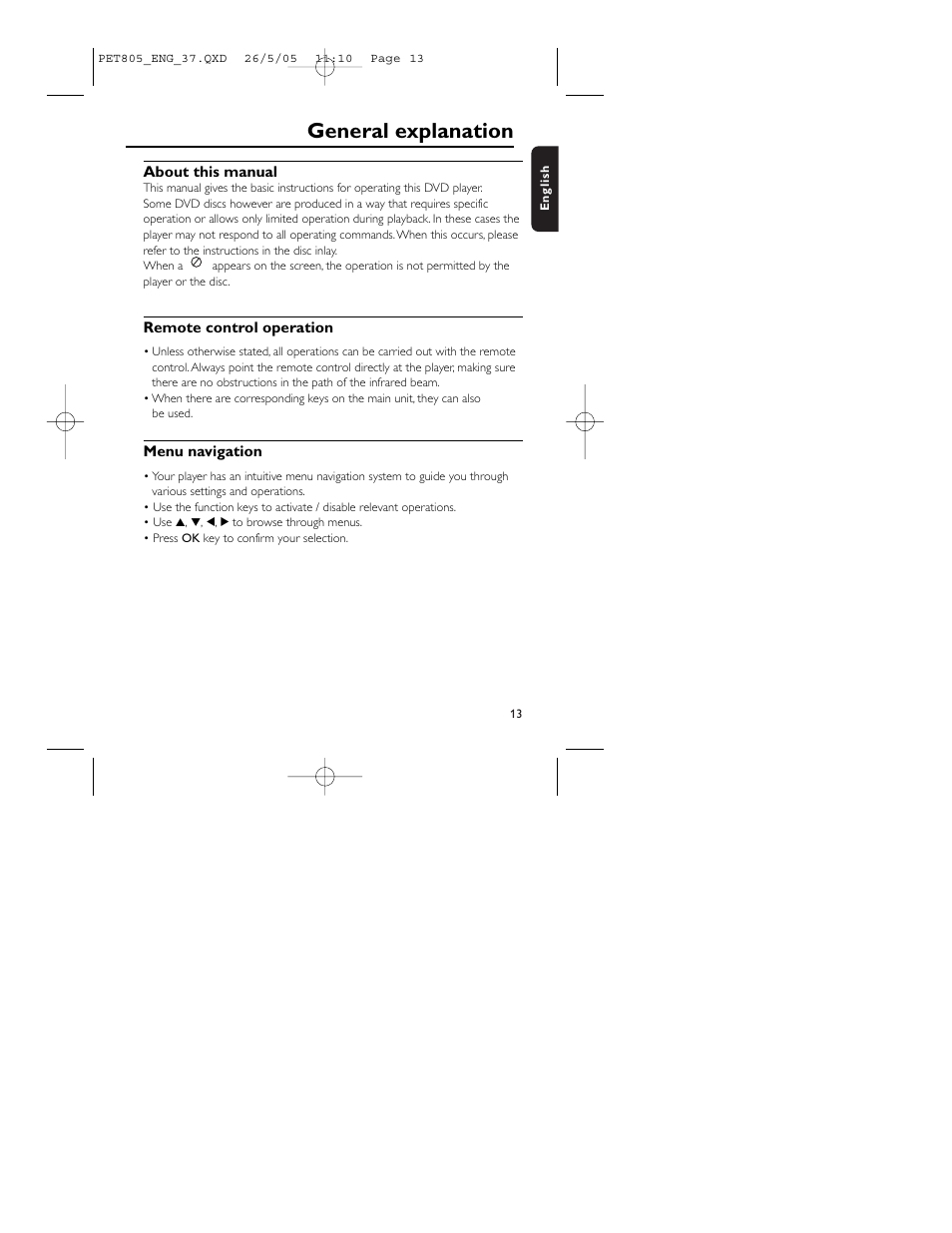 General explanation | Philips PET805/37B User Manual | Page 17 / 31