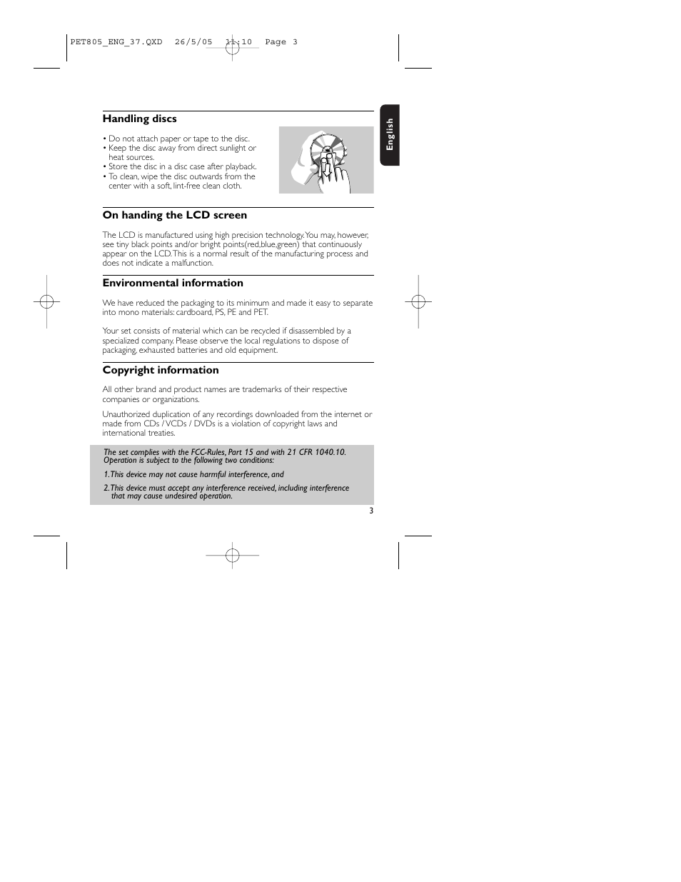 Philips PET805/37B User Manual | Page 7 / 31