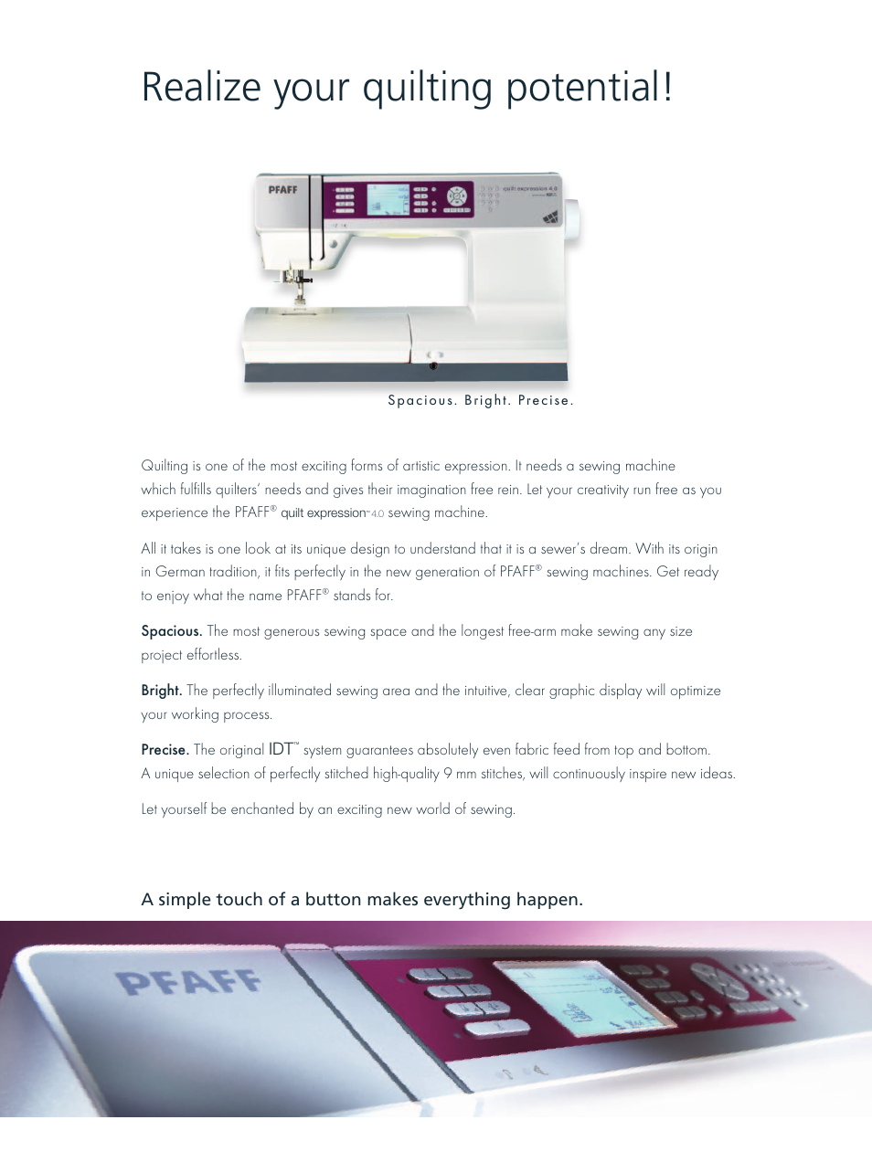 Realize your quilting potential | Pfaff Quilt Expressions 4.0 User Manual | Page 5 / 6