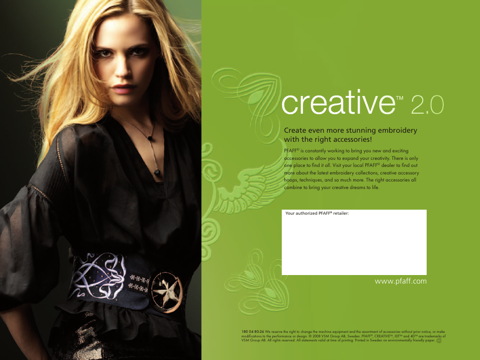 Pfaff Ccreative 2.0 User Manual | 12 pages