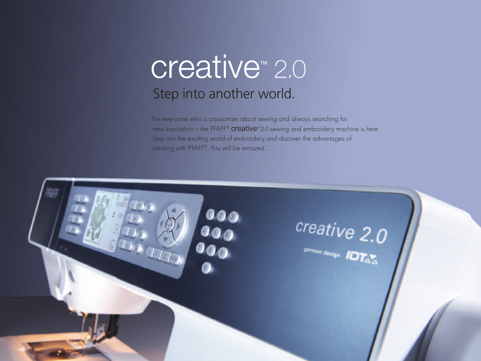 Step into another world | Pfaff Ccreative 2.0 User Manual | Page 3 / 12