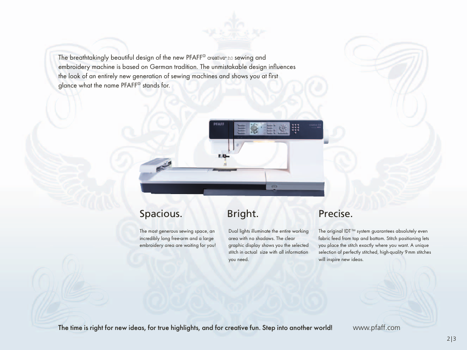 Spacious. bright. precise | Pfaff Ccreative 2.0 User Manual | Page 4 / 12