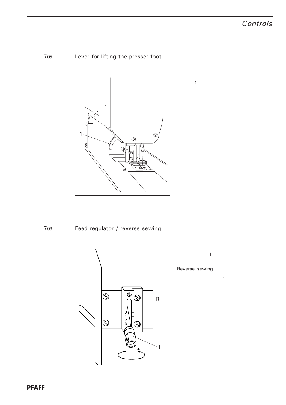 Controls | Pfaff 1246 User Manual | Page 21 / 82